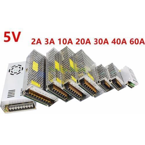 DC5V 2A 3A 10A 20A 30A 40A 60A Switch Power Supply Adapter Transformer AC110V-240V to DC5V Adapter For LED Strips Light WS2812