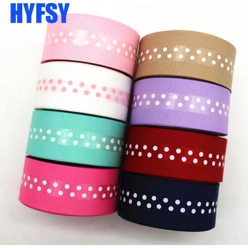 New 1 '25mm polka dot cartoon ribbon 10 yards DIY handmade material gift wrap headdress bow satin Grosgrain ribbons