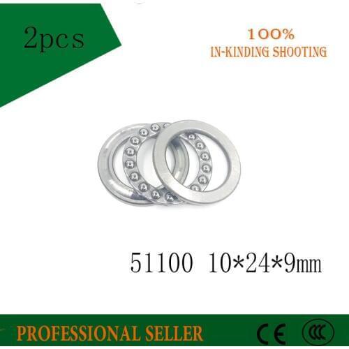Free shipping 2Pcs 51100 10*24*9mm Single Direction Thrust Ball Bearings 10x24x9mm 8100