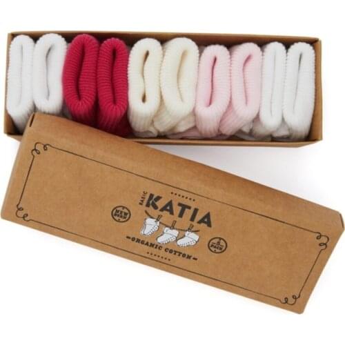 Colorful Newborn Organic 5li Baby Socks-Pink/white