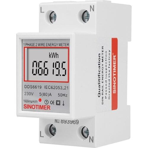 DDS6619-005 Electric Power Meter Digital Lcd Screen Two Wire Single Phase Power Meter Kwh Ac 230v 50hz Din Rail