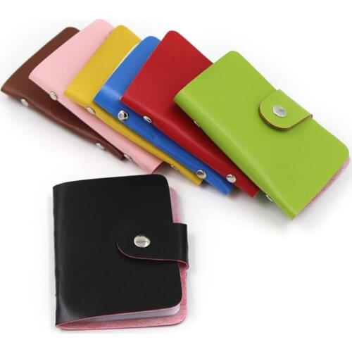 Fashion 24 Bits Useful Business Credit Card Holder PU Leather Buckle Cards Holders Organizer Manager For Women Men Free Shipping