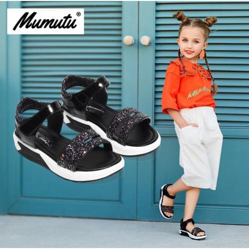 Odorless soft standard size children like girls breathable anti-wear casual light glitter Girls summer scandals MM0521