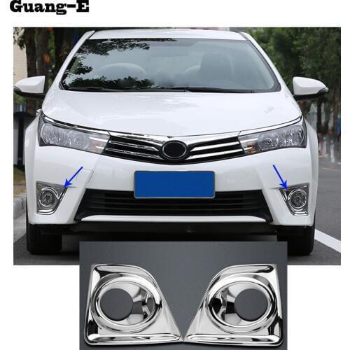 For Toyota Corolla Altis 2014 2015 2016 Car Head Front Fog Light Lamp Frame Stick Styling ABS Chrome Cover Trim Panel 2pcs
