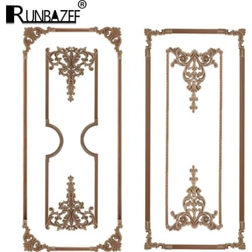 Door On The Wall Woodcarving Wood Decal Carving Lines Wood Applique Wood Rose Rubber Home Decoration Accessories Cabinet Hot Sal