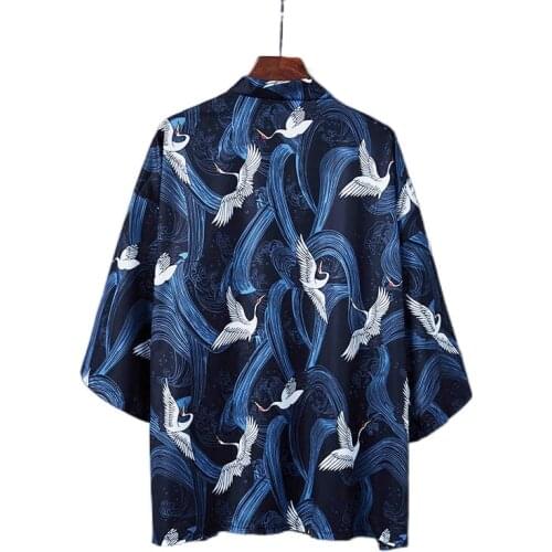 Kimonos Costume Woman Coat Styles Girl Kawaii Print Crane Cosplay Yukata Harajuku Shirts Japan Women Haori Cardigan V1926
