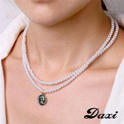 DAXI Korean Choker Pearl Necklace For Women Gold Chain Necklaces Pendant Chokers Womens Jewelry 2020 Chains Necklace