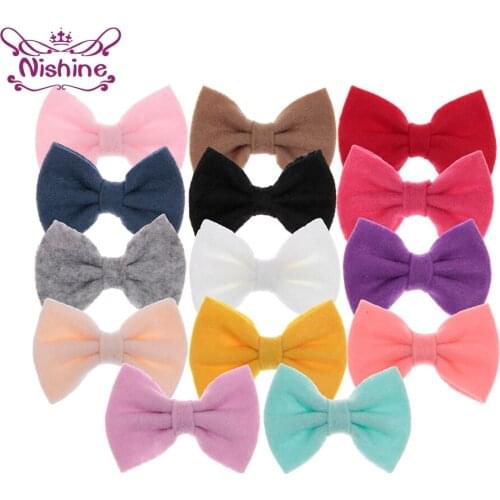 Nishine 3.2" 10pcs/lot Felt Bows for Baby Girls Headbands Boutique Hair Bows for Hairpins Clips Diy Hair Accessories