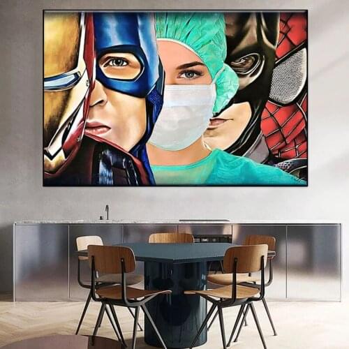Marvel Avengers SuperHero and Nurse Movie Canvas Painting Graffiti Art Posters and Prints Wall Art Picture for Living Room Decor