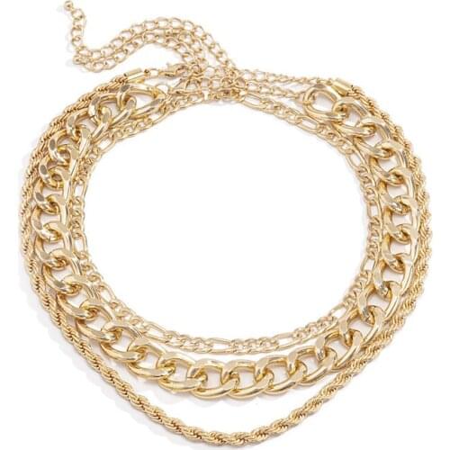 Exaggerated Punk Cuban Chunky Chain Necklace Collar Statement European&America Fashion Twist Cross Chain Necklace