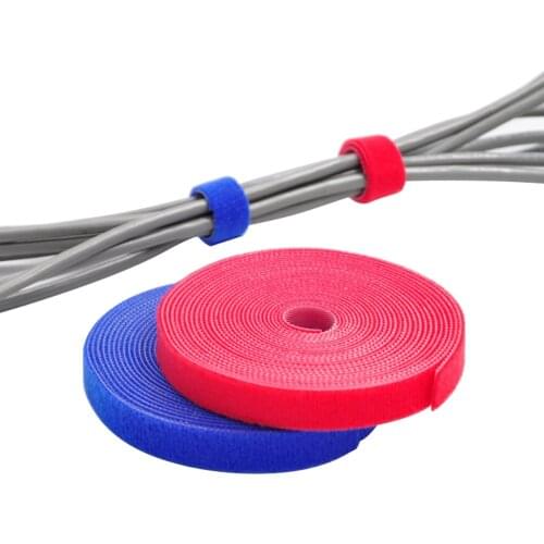 Reusable 5M/Roll Color Cable Velcros Self Adhesive Fastener Tape Strong Hooks Wire Organizer Loop Tie Magic tape DIY Accessories