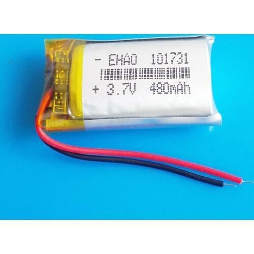 Model 101731 3.7V 480mAh lipo polymer lithium rechargeable battery for MP3 GPS DVD bluetooth recorder headset e-book camera