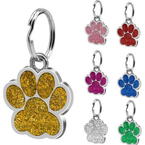 Fashion Jewelry Gift Mini Paw Pattern Puppy Dog Cats Safe Collar ID Tag Pendant Anti-lost