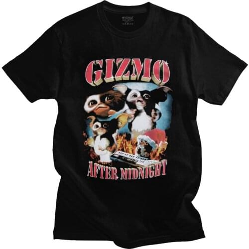 Fashion Vintage Gremlins T Shirt Men Short Sleeve 100% Cotton Gizmo T-shirt 80s Movie Mogwai Monster Tee Horror Retro Sci Fi Top