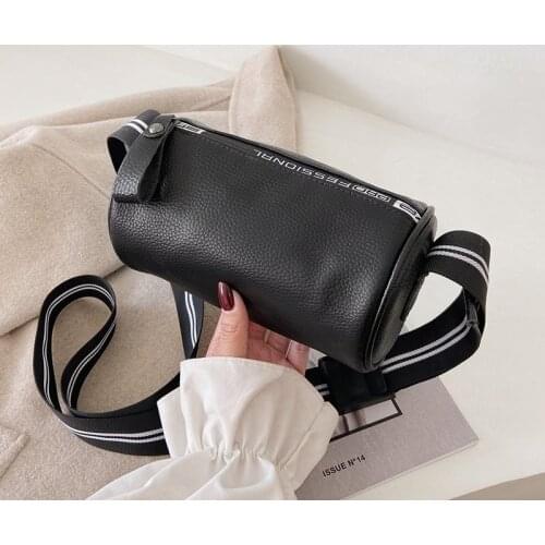 Genuine Leather Fashion Women Summer New Solid Color Crossbody Bags Trend First Layer Cowhide Sports Cylinder Bags 2021