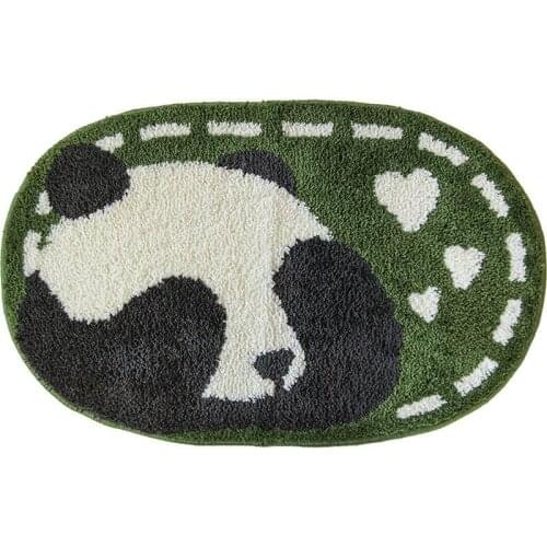 Cartoon Panda Carpet Bathroom Long Plush Warm Carpet Water Absorption Non-slip Cute Plants Animal Mat Rug Bedroom Mat