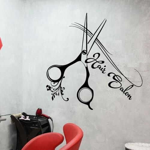 Wall Decal Haircut Scissors Beauty Hair Salon Signboard Vinyl Wall Sticker Window Decals Hairstyle Design Mural Art S1043