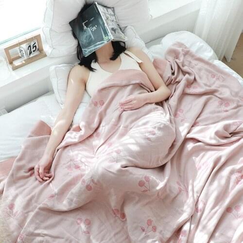 Nordic cute Leisure blanket cotton double single nap Bedspread throw sofa blanket Nordic soft gauze quilt for adults girl