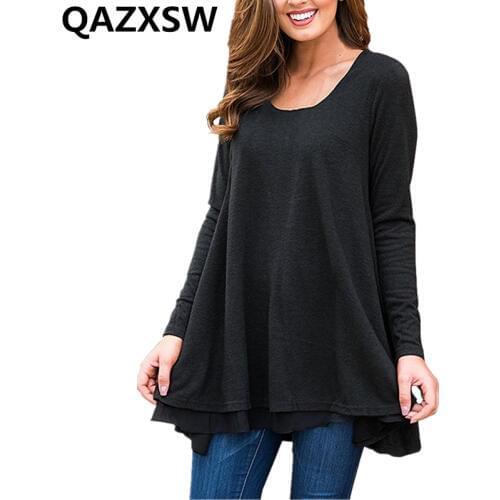 2019 New Europe Spring Dress Long Sleeves Round Collar Solid Muti-Color Large Size Loose Fashion Trendy Simple Women Dress ZW016