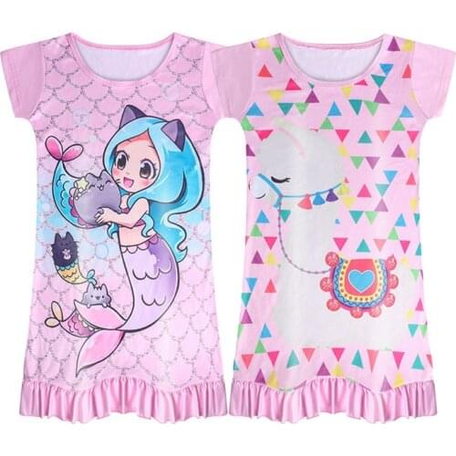 2021 New Children Mermaid Unicorn pajamas Dresses Girls Baby Pajamas Cotton Princess Nightgown Home clothes Girl Sleepwear