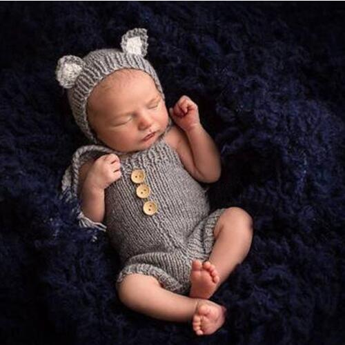 Newborn Photography Props Cute Fox Photo Shoot Clothes For Baby Boys Infant Hat Pants Crochet Knitted Clothing Costume Outfit