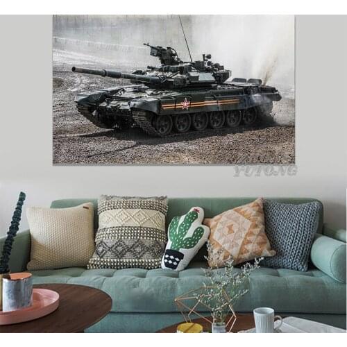 T 90 Main Battle Tank Military Vehicle Living Room Decoration Home Wall Art Decor Wood Frame Canvas Poster