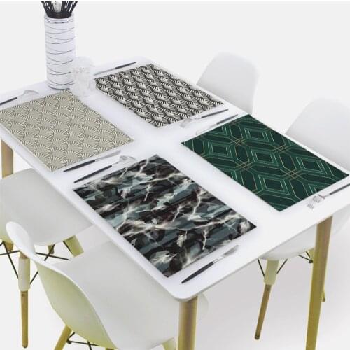 Geometric Patterns Placemat for Dining Table Plant Drink Coaster 32x42cm Rectangle Coasters Tableware Mat Kitchen Decoration Mat
