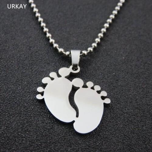 3Colors Stainless Steel Baby Foot Pendant Necklace, Fashion Dog tags Necklace Pendant, Gift Jewelry