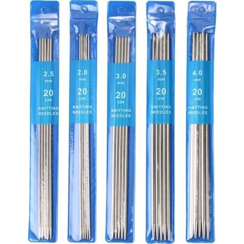 5Pcs/set 20cm Straight Knitting Needles Stainless Steel Crochet Hook DIY Sweater Weave Knitting Tools Size 2-4mm Sewing Tools