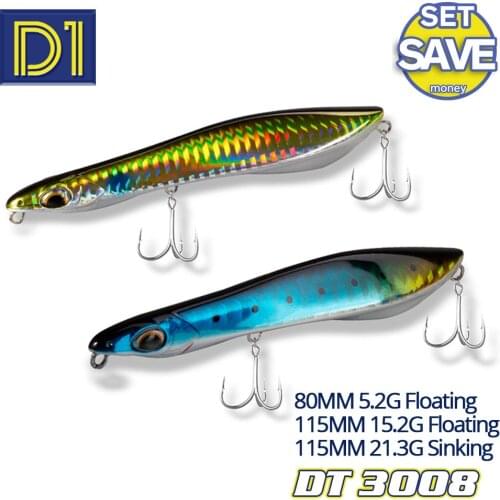 D1 WTD Pencil Floating & Sinking Fishing 80mm 115mm Wobbler Combination Pack Snakehead Long Casting Good popper fishing tackle