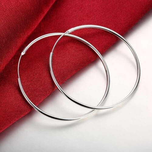 N925 silver color earrings female models 50MM big circle earrings jewelry gifts / wholesale website factory direct sales