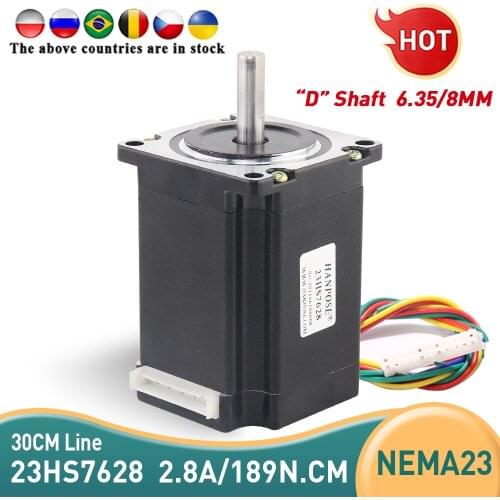 1PC Nema23 Stepper Motor 23HS7628 4-Lead 270oz-in 76mm 2.8A 189N.CM Bipolar CE ISO ROHS CNC Router Engraving Machine DM542 drive