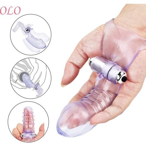 OLO Products Finger Sleeve G Spot Climax Vibrator Sex Toys For Women Silicone Chastity Clitoris Stimulator Adult