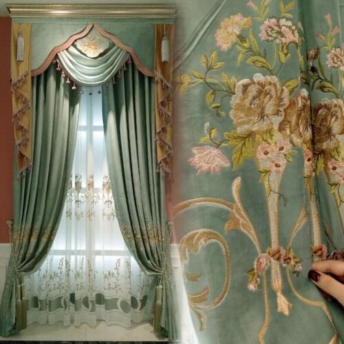 European style atmosphere embroidered velvet curtain cloth luxurious living room bedroom simple French French French window