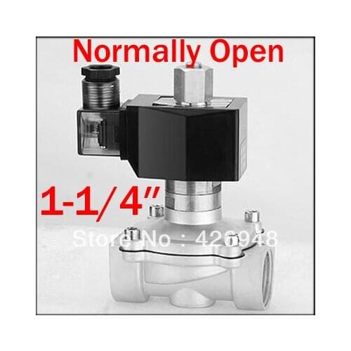 1-1/4" 1.2'' Port Stainless Steel Normally Open 2-Way SS304 Electric Solenoid Valve Viton Oil Acid,110V AC 220V AC 12V DC 24V DC