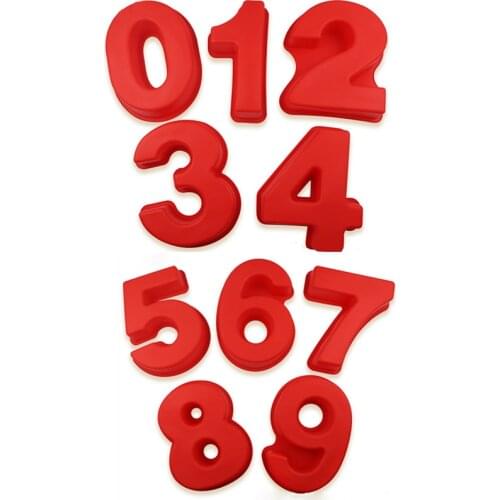 10 Inch 0-9 Numbers Shape Digtial Shape 3D DIY Fondant Cake Mold Chocolate Silicone Cake Molds Cake Decorative Molds Baking Tool