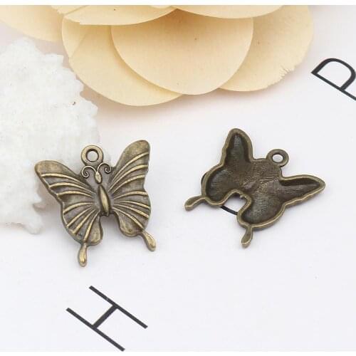 20PCs Butterfly Shape Charms Pendants Zinc Alloy Butterfly Pendants For DIY Jewelry Making Ancient Bronze Pendants 23x23mm