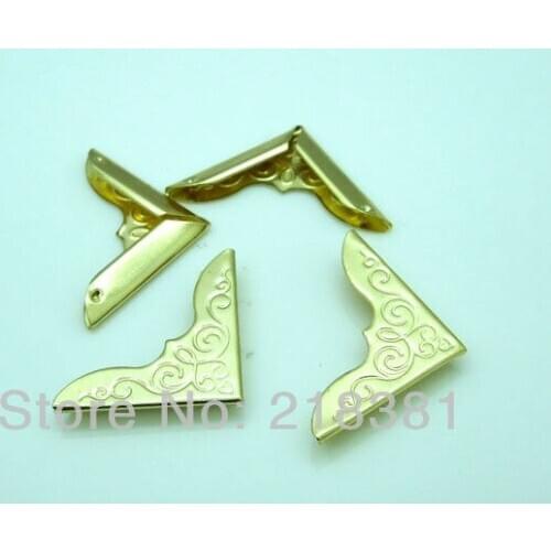200Pcs Gold Plated Metal Book Corner Albums Menus Folders Corner Protectors 23*23mm A00464