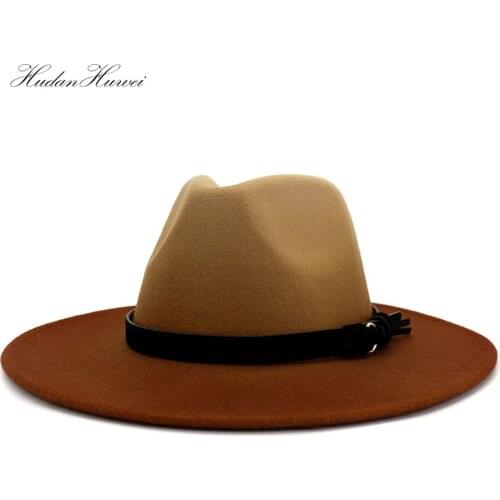 2021 Wholesale High Quality New Autumn Winter Women Spray-painted Wool Jazz Panama Fedora Hat British Classic Top Hat