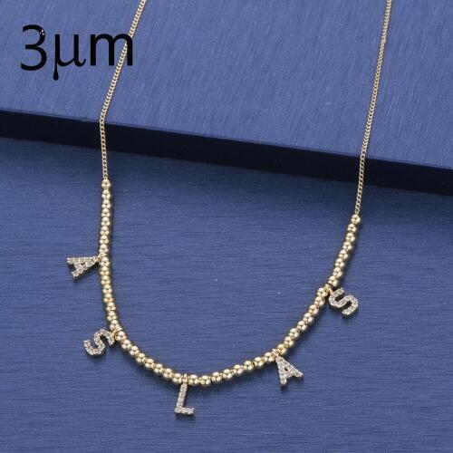 3UMeter 6 mm Pave Letter Necklaces Personalized Custom Jewelry Necklaces with names for Women Unique Letter Balls Necklaces Gift