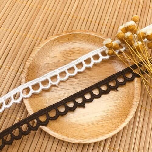 60Yards 9mm DIY Polyester Embroidered White Lace Trims Handmade Patchwork Hometexile Tablecover Embellishment Ribbon Black