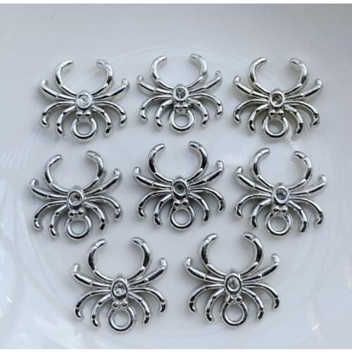 50pcs silver plated spider flat back pendant Halloween decorations Diy jewelry making jewelry materials resin crafts