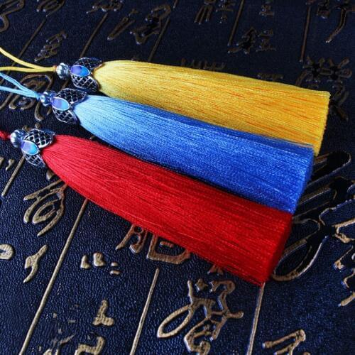 8pcs Silk crown Tassel Fringe brush Hanging rope DIY tassels fringe Trim pendant for Sewing curtains jewelry DIY Home Decor