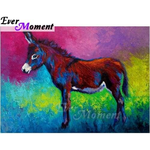 Ever Moment Diamond Painting Donkey Color Background Artwork Picture Of Rhinestone Diamond Embroidery Decoration Home ASF1735