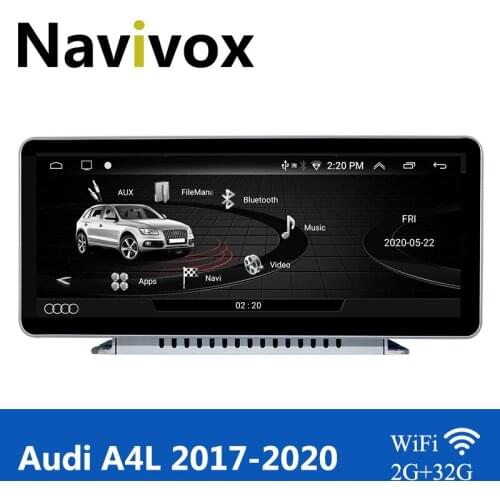 Navivox 10.25 Inches Car Auto Radio For Audi A4L 2017-2020 DVD Player Tape Recorder Monitor Android 10.0 2G 32G Left Hand Drive