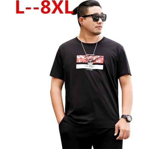 Plus size 8XL 6XL 5XL 4X New short sleeve T shirt men brand clothing fashion printed white T-shirt male quality 100% cotton Tees