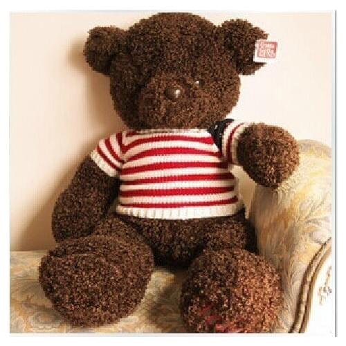 Big plush stripe sweater teddy bear toy coffee sweater teddy bear doll gift about 110cm 0135