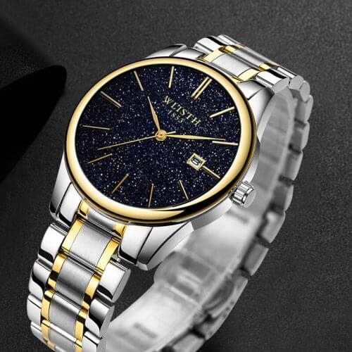 WLISTH Luxury Brand Mens Watch Full Steel Date Clock Male Sports Watches Men Quartz Casual Wrist Watch Relogio Masculino