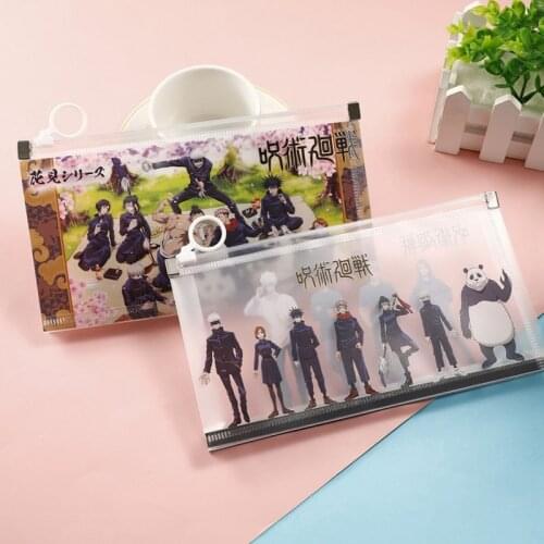 Cartoon Anime Jujutsu Kaisen PVC Pencil Case Satoru Itadori Yuji Transparent Stationery Storage Bag Zipper Pen Case Gift
