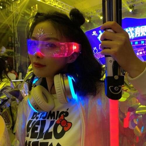 LED Colorful Luminous Glasses Vintage Punk Goggles Men Women Fashion Party Christmas Colorful Light Up Glasses Shades